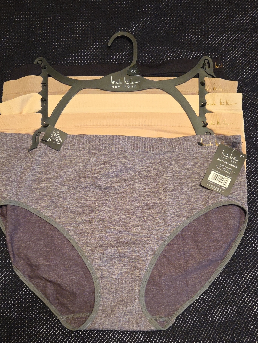 Nicole Miller NWT Heather Grey, Blk & Nude High-Waist Seamless Briefs (5-Pack)